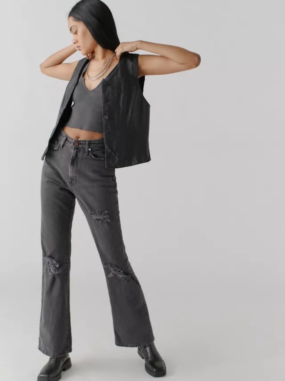 BDG High Waisted Comfort Stretch Flare Jeans Sz 28 Denim Urban Outfitters Black